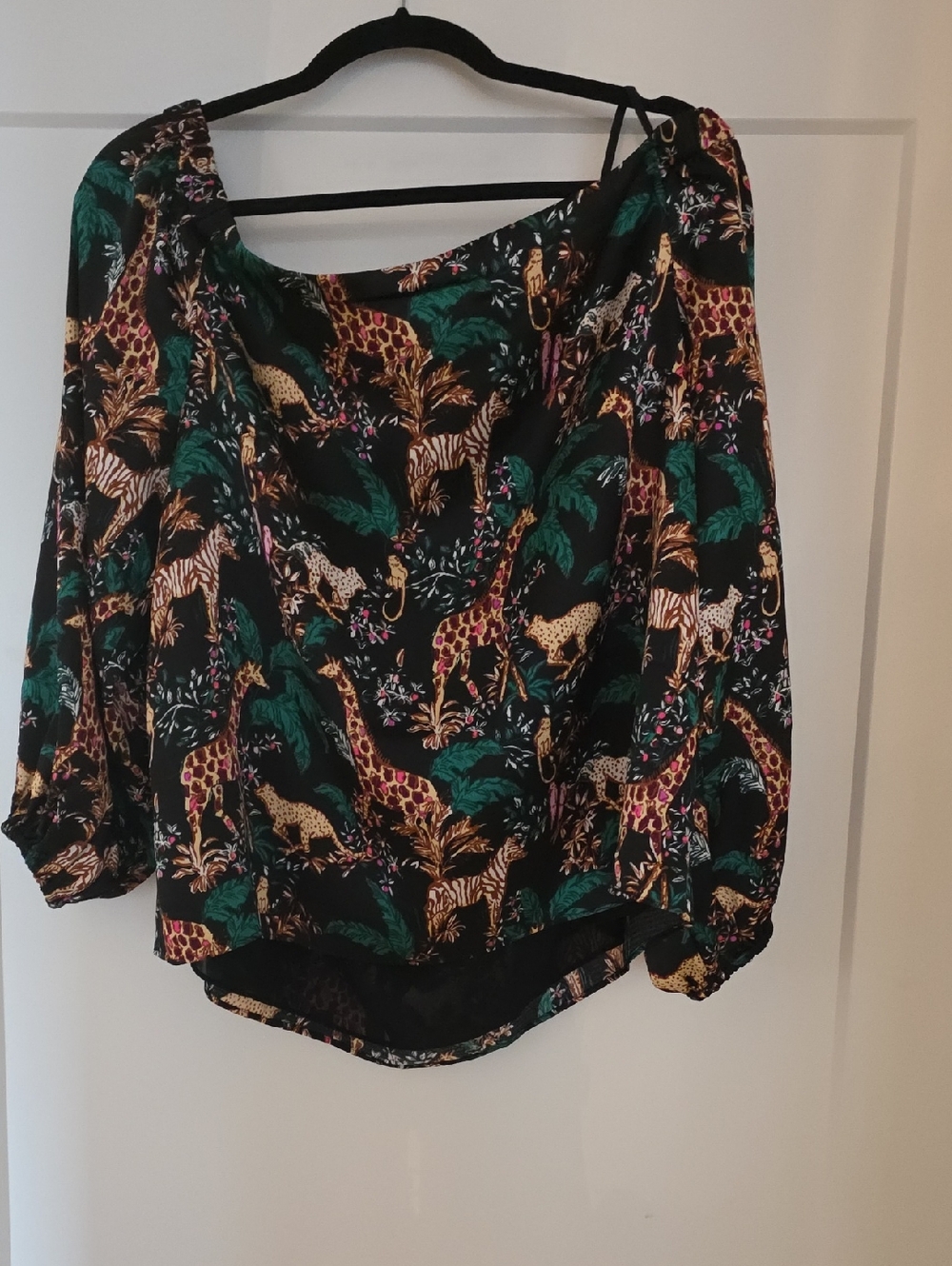 Lilly Pulitzer Black Jungle Animal Print Off-Shoulder Top